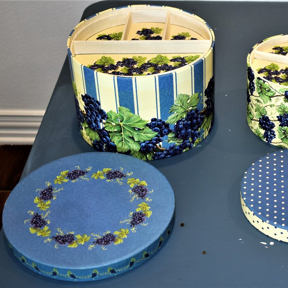 Vineyard Collection Round Decorative Boxes